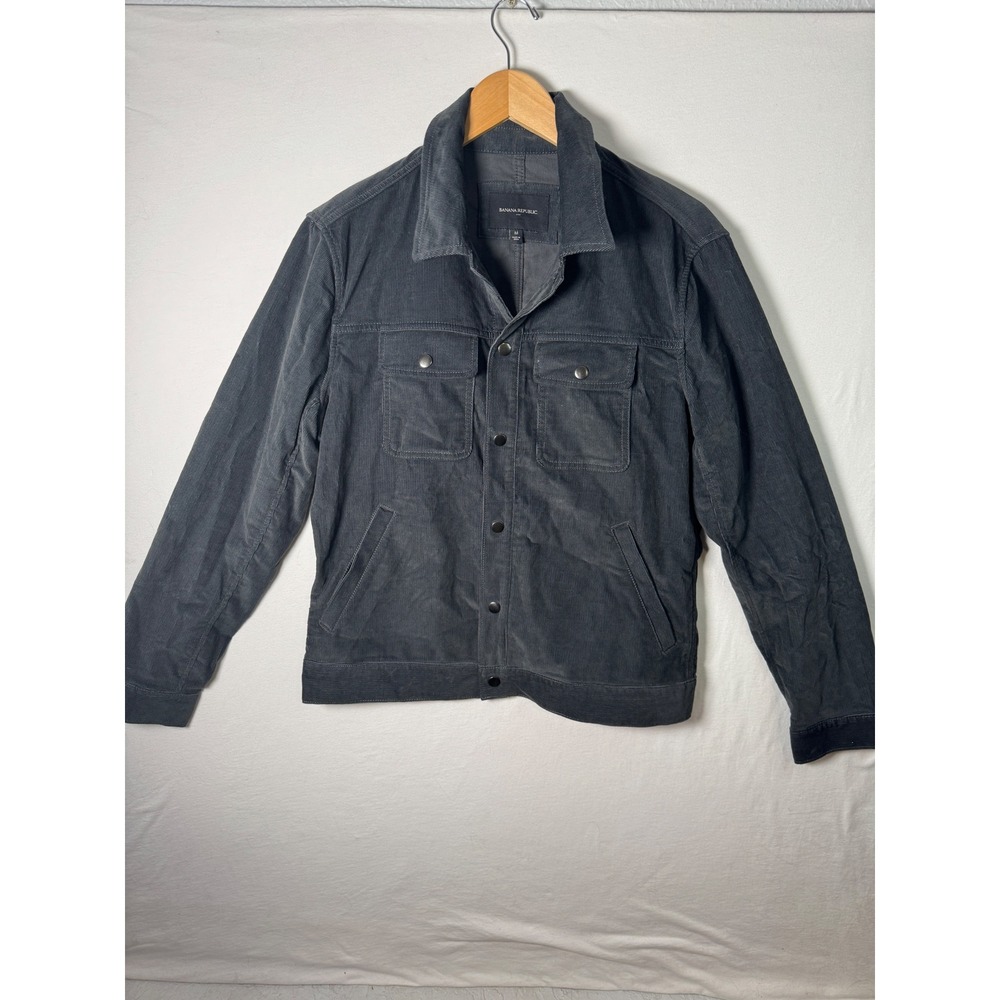 Corduroy Banana Republic Trucker Jacket Mens M Charcoal Grey Excellent